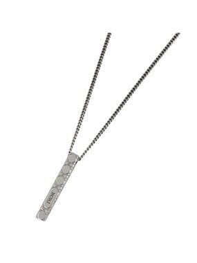 Dior Logo Necklace Cannage Stainless Steel Silver